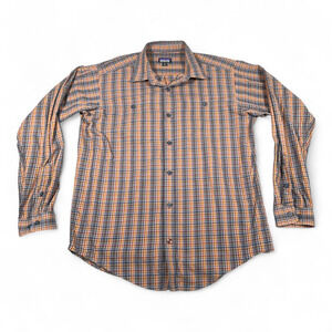 Patagonia Shirt Adult MEDIUM Brown Orange Plaid Flannel Organic Cotton Outdoor